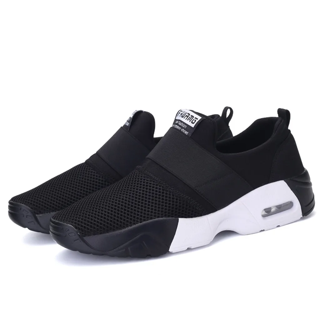 Дышащие кроссовки из сетки мужские повседневные подушки для улицы без шнурков