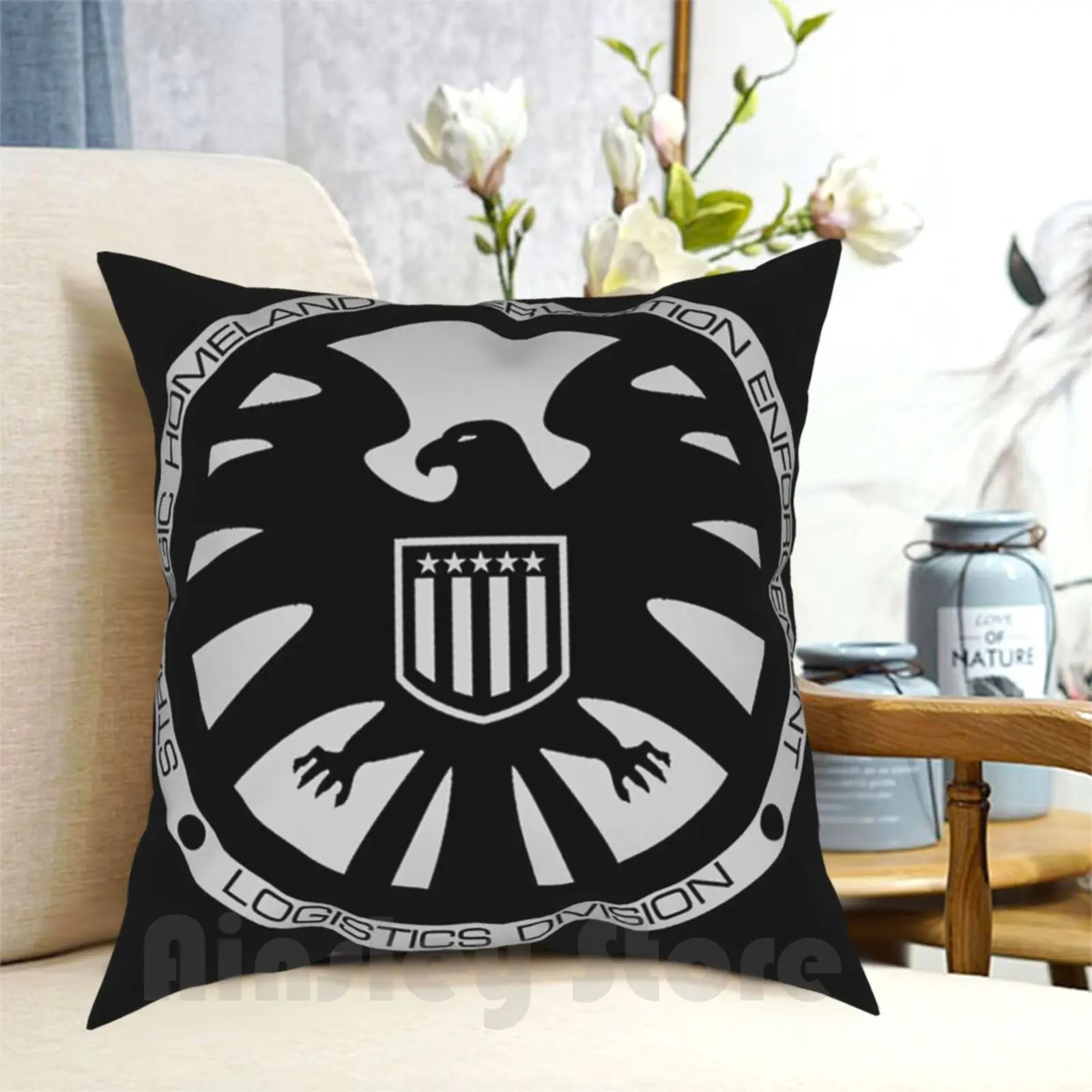 

Agents Logo Pillow Case Printed Home Soft DIY Pillow cover Peggy Carter Howard Stark Shield Agents Of Shield Mcu Arju