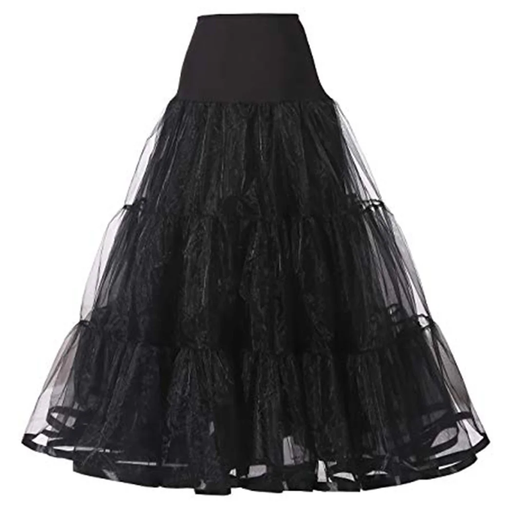 

TULX 95CM Long Petticoat Ruffled Crinoline Vintage Wedding Bridal for Dresses Underskirt Rockabilly Tutu
