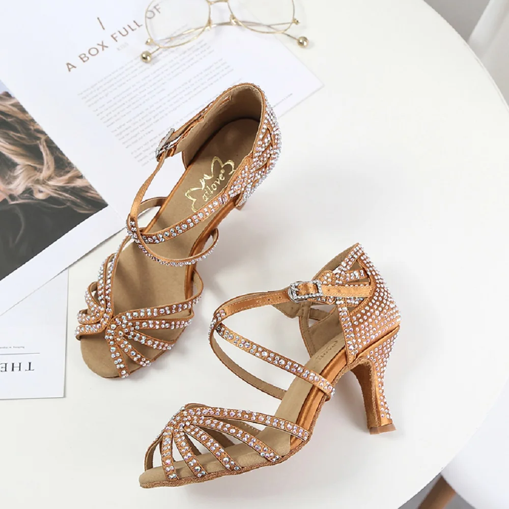 Туфли Ailove профессиональные для бальных танцев хрустальные сандалии сальсы С