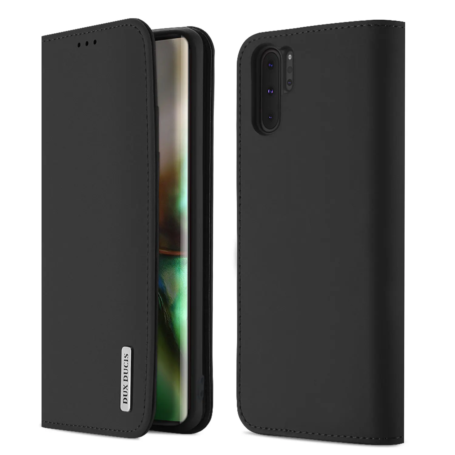 Чехол для samsung Galaxy Note 10 Plus, Роскошный кошелек из натуральной кожи, чехол для samsung Note 10 Plus 5G, бизнес Магнитный флип-чехол - Цвет: Черный