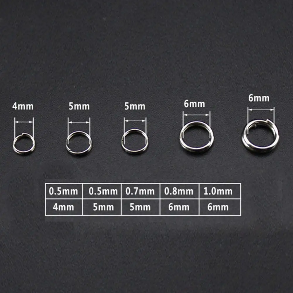 

250pcs Fishing Split Rings Hard Solid Bait Stainless Steel 5-Size Double Loop Connectors Carp Fishing Tool Fishing Split Rings