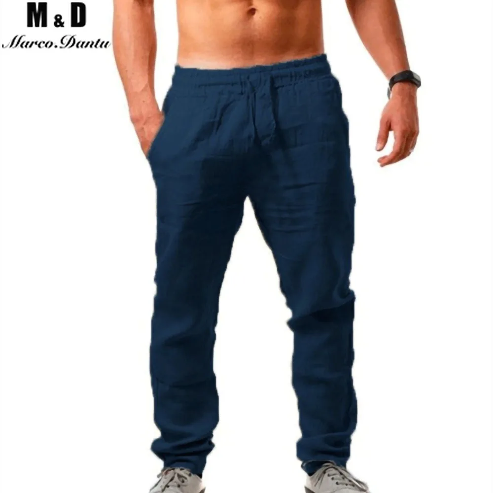 Новинка 2021 мужские брюки из хлопка и льна летние дышащие однотонные льняные