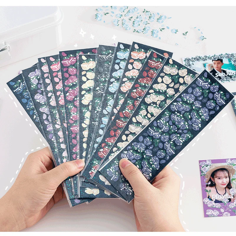 1 лист вспышки Лазерная роза цветок наклейка DIY Украшение Журнал Дневник фото