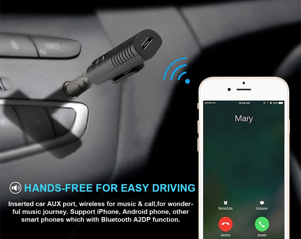 Автомобильный Bluetooth приемник Bluetooth наушники Aux Bluetooth громкой связи Вызов Bluetooth музыкальный аудио приемник передатчик Авто адаптер