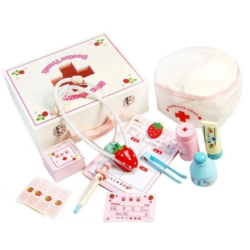 Деревянная игрушка-врач детская медицинская коробка японская имитация набор
