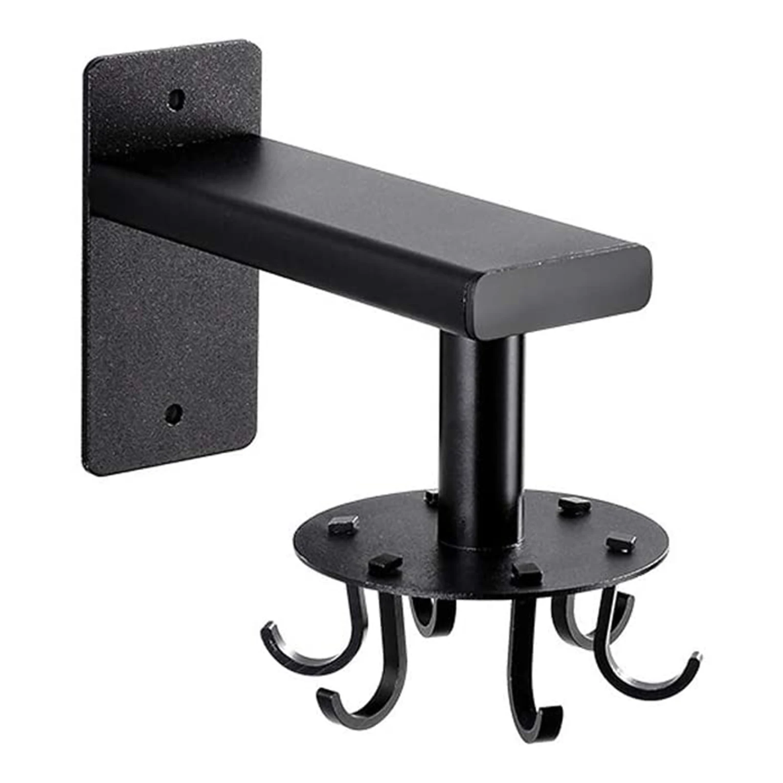 

Wall Mounted Kitchen Sliding Rail Rotatable Hooks Space Aluminum Organizational Rack with 6 Hooks for Towel Pot Pan Cuisine