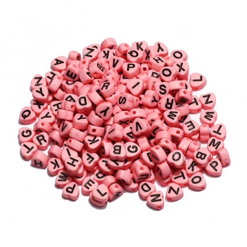 

7 мм розовый Смешанные акриловые бусины в форме сердца бусины букв алфавита Свободные Spacer Бусины для самостоятельного изготовления ювелирн...