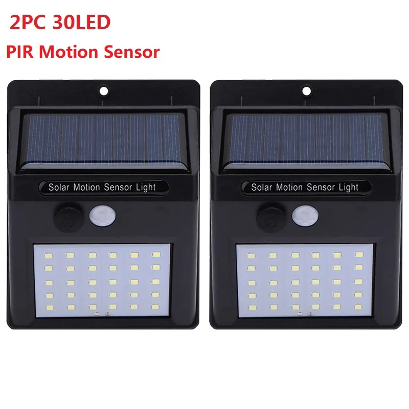 2pcs 30LED 30/40 светодиодный светильник, Солнечная гирлянда, силовая лампа, PIR датчик движения, настенный светильник, уличный солнечный светильник, водонепроницаемый энергетический садовый светильник - Испускаемый цвет: 2pcs 30LED