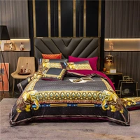2021 luxury velvet digital print thai elephant bedding set warm flannel duvet cover flat sheet pillowcases winter fleece 46pcs