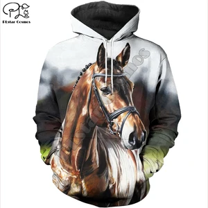 Новинка, модный спортивный костюм PLstar Cosmos в стиле Харадзюку с изображением влюбленных лошадей и животных, повседневный Забавный свитшот на молнии для мужчин и женщин T1