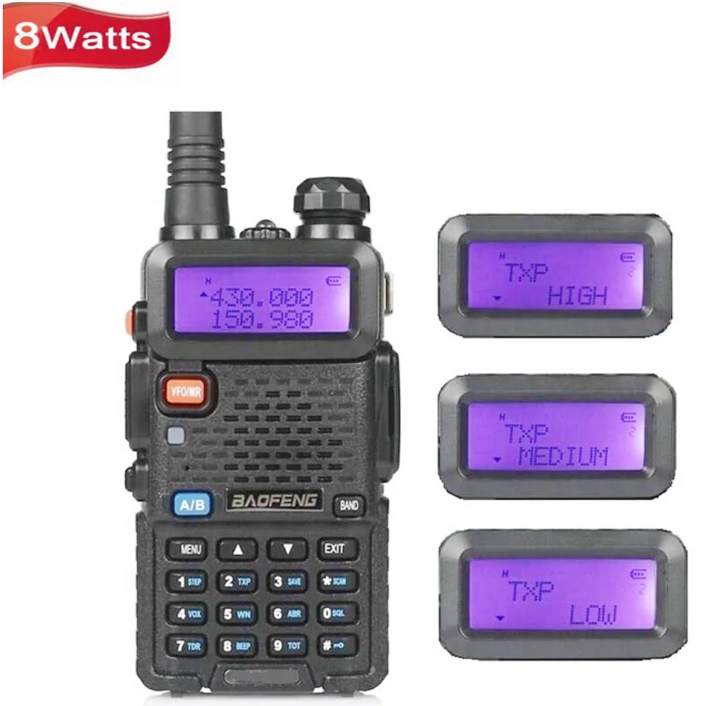 Baofeng UV-5R 8 Вт портативная рация Двухдиапазонная VHF UHF портативная двухсторонняя рация CB Ham Радио Baofeng портативная рация UV5R