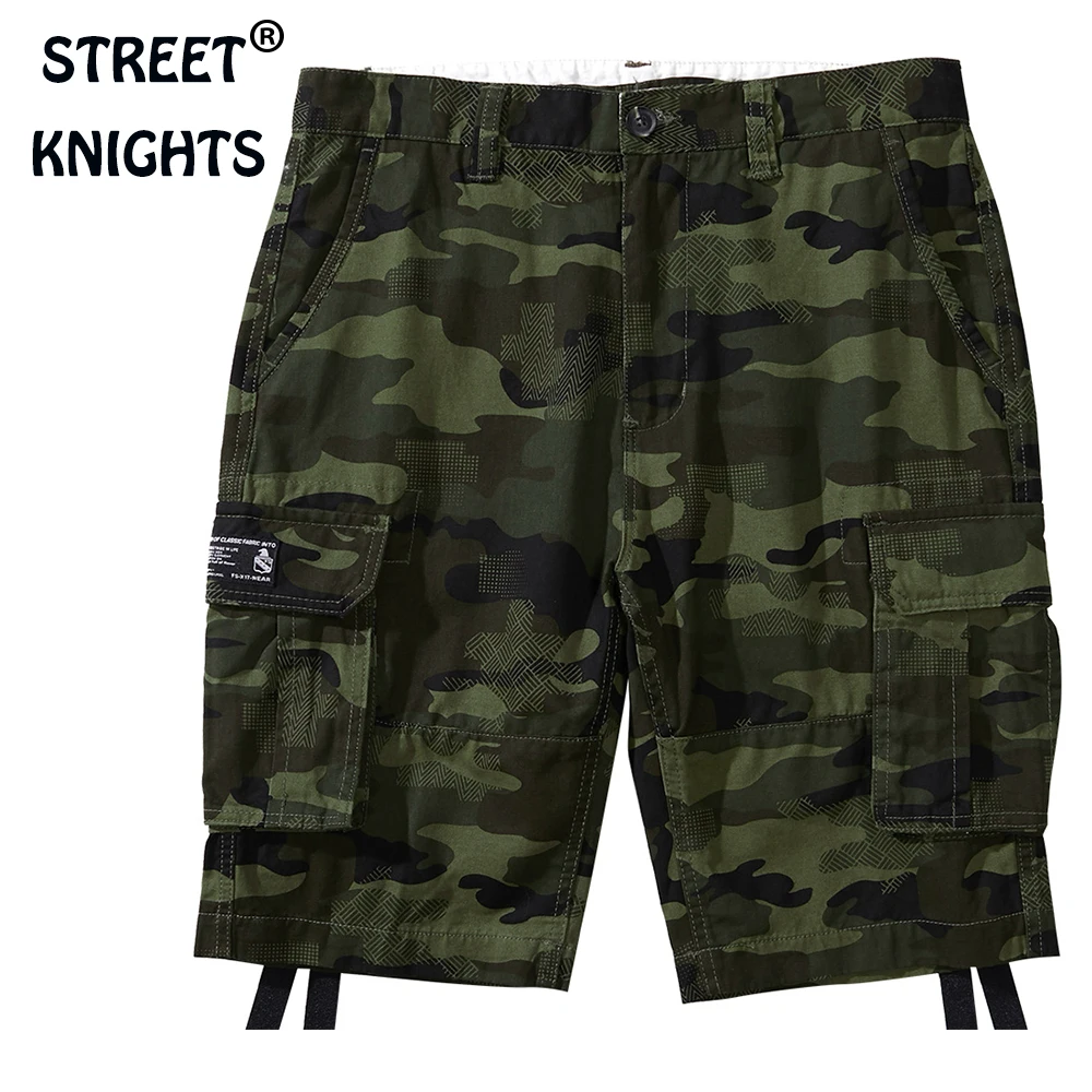 

Men's 2021 Summer New Casual Loose Camouflage Leisure Soft Touch Military Shorts 100% Cotton Street Knee-Length Beach Shorts