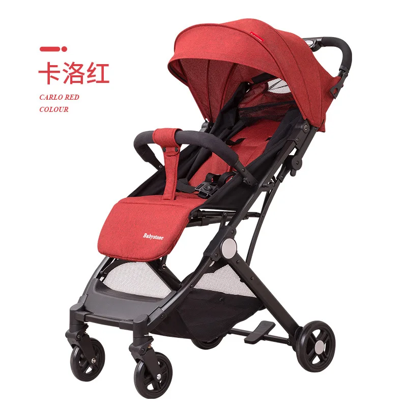 New High View Baby Stroller Four-wheel Children's Folding Trolley  Lying Down Sitting  Light  Small  Boarding