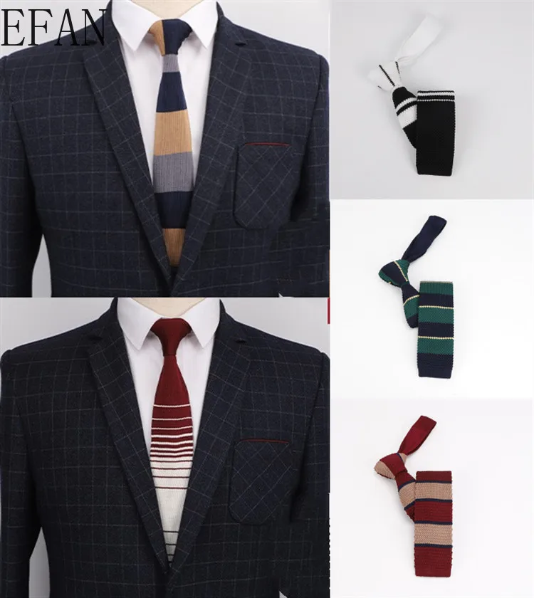 Новинка 5 см трикотажные повседневные треугольные полосатые галстуки обычные