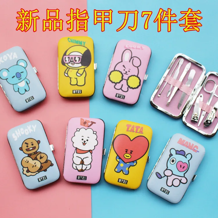 Корейский стиль BTS креативный Звездный сопутствующий продукт мультфильм милый из нержавеющей стали кусачки для ногтей набор
