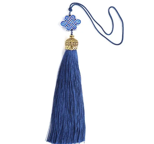 

2PCS/lot 19cm Chinese knot alloy Hanging rope Silk Tassels fringe sewing bang tassel trim key for DIY Embellish curtain access