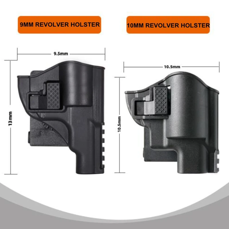 Tactical Right Revolver Holster Hunting 9MM/10MM Waist Gun Holster Quick Release Revolver Single Double Pouch Holder Carrier