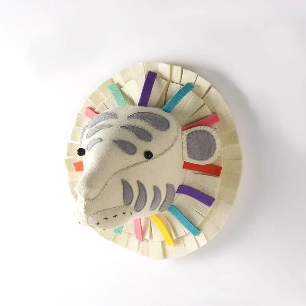 Войлочная красочная голова животных украшение стены слон мягкая игрушка кукла