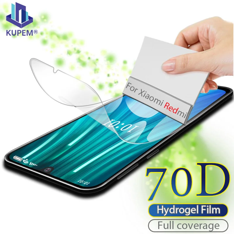 70D полное покрытие Гидрогелевая пленка для Xiaomi Redmi Note 9s 8 Pro Mi 10 Защита экрана 9T Lite