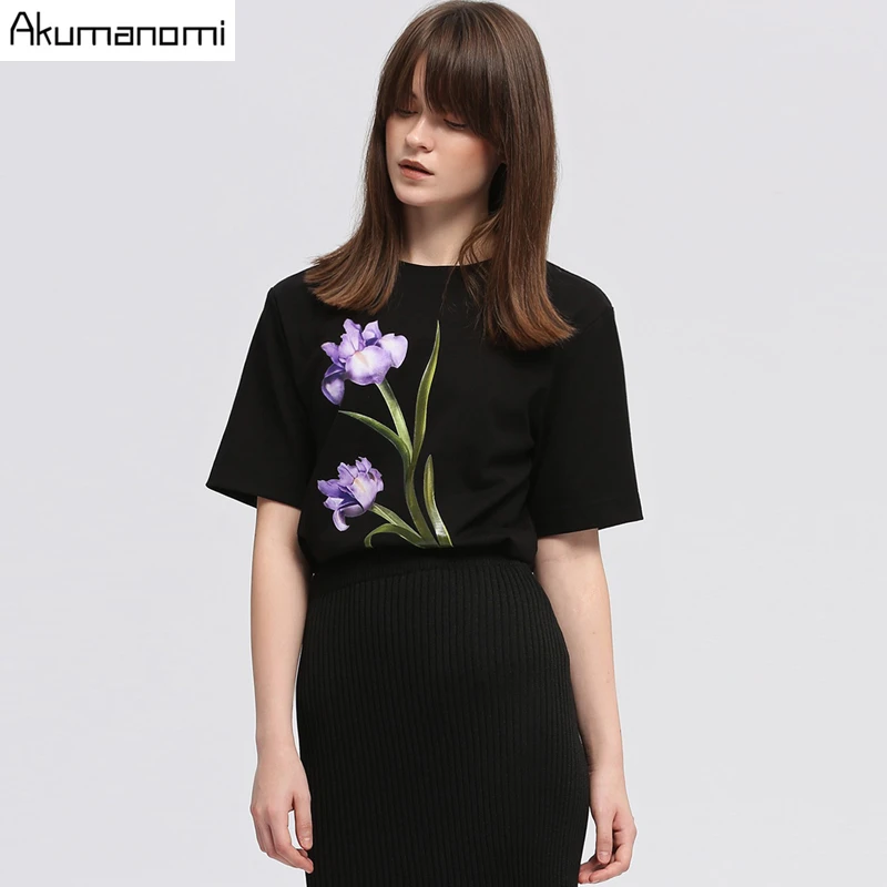 Белая женская футболка с круглым вырезом и коротким рукавом летняя Женская