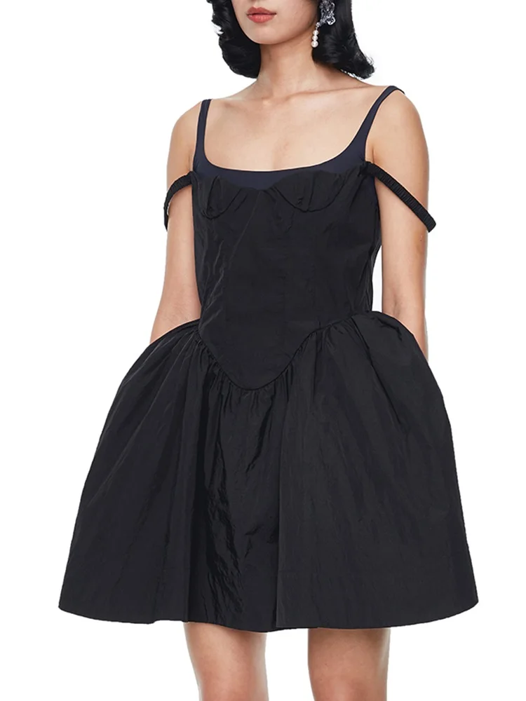

French tight women's summer sexy suspender pleated dress 2020 women's summer irregular fashion personality Bing dress XL