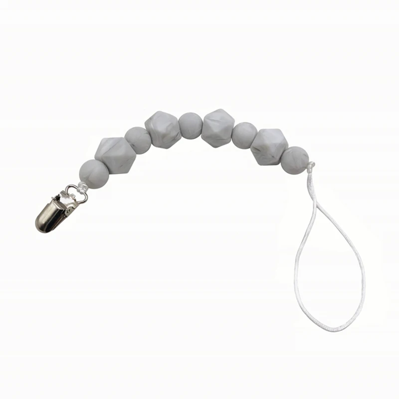 Cadena de mordedor para beb&eacute;, mordedor org&aacute;nico, dentici&oacute;n Natural de agarre de juguete, cuentas de silicona, mordedor para beb&eacute; reci&eacute;n nacido, regalo DIY para beb&eacute;-3