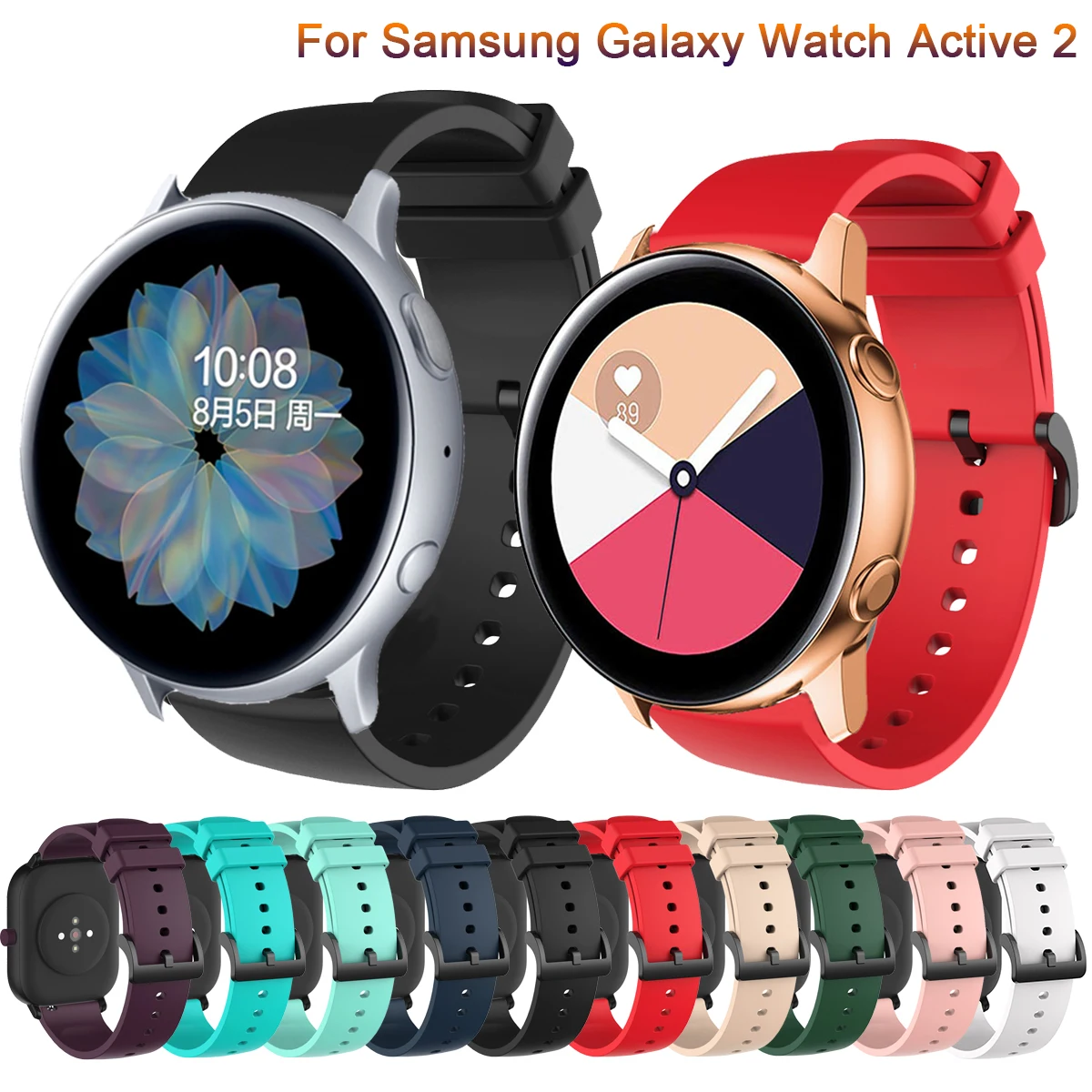 

20mm Soft Silicone Strap For Samsung Galaxy Watch Active 2 40mm 44mm / 3 41mm / For Huawei GT 2 42mm Band Bracelet Belt Correa