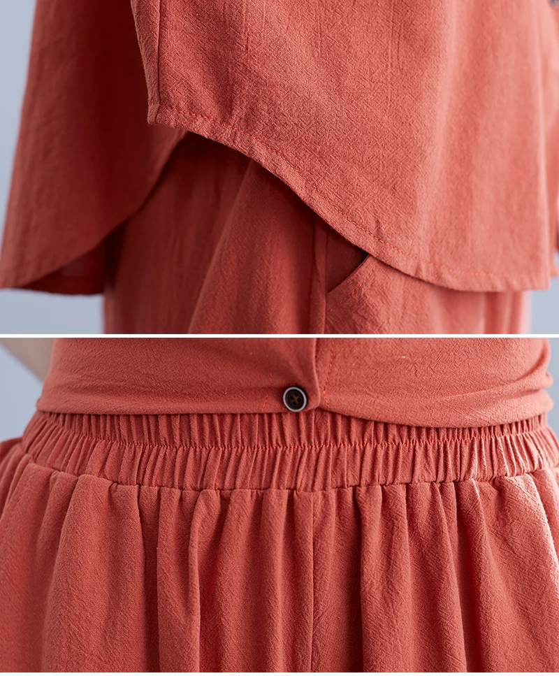 

Casual Women Two Piece Outfits Summer Cotton Hemp Top&pants Set Women's Summer Suit Ensemble Femme Deux Pieces Tracksuits