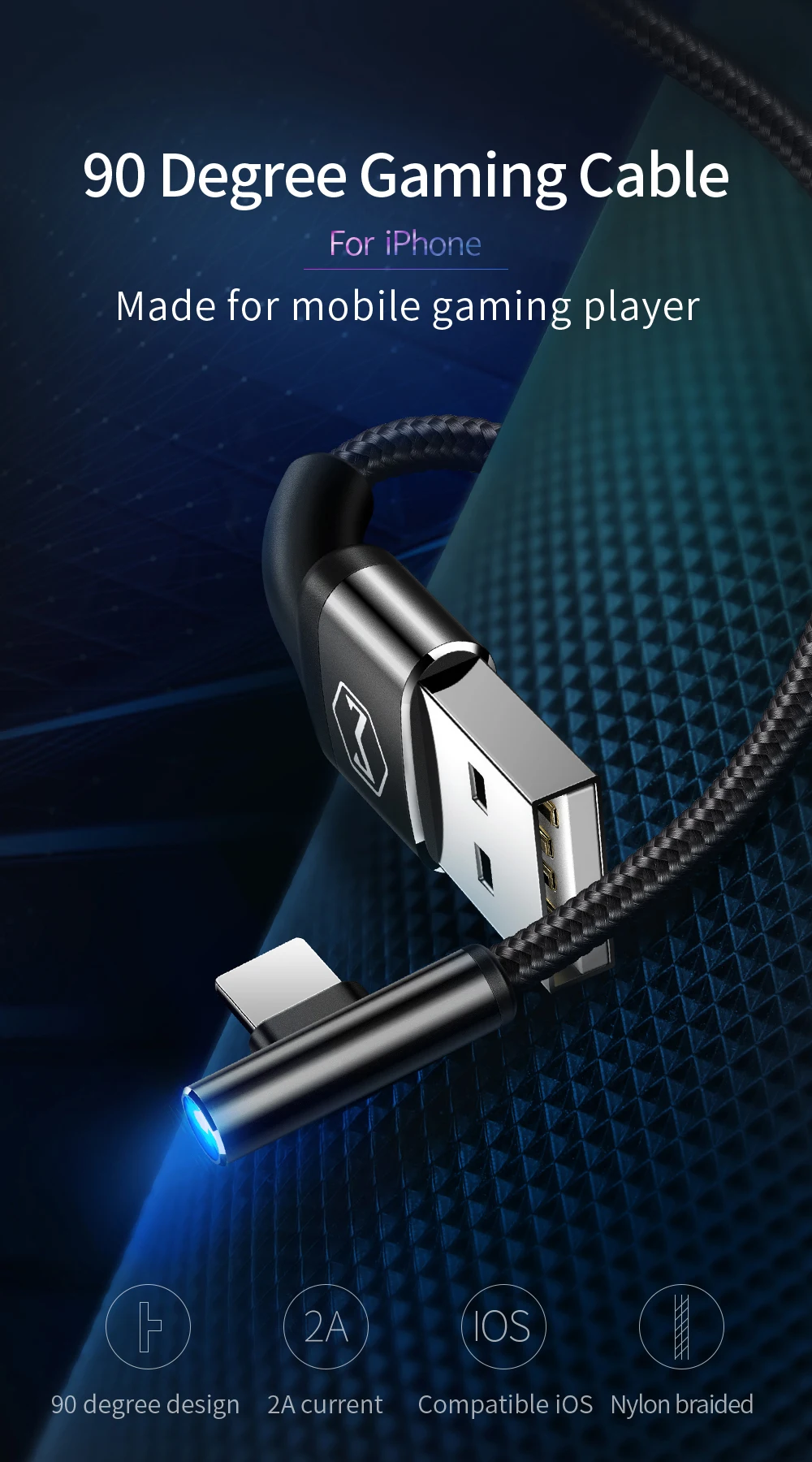 MCDODO синий светильник USB кабель для iPhone X XS Max XR 6s iPad Быстрая зарядка для iPhone кабель для зарядного устройства кабель для передачи данных кабели для мобильных телефонов