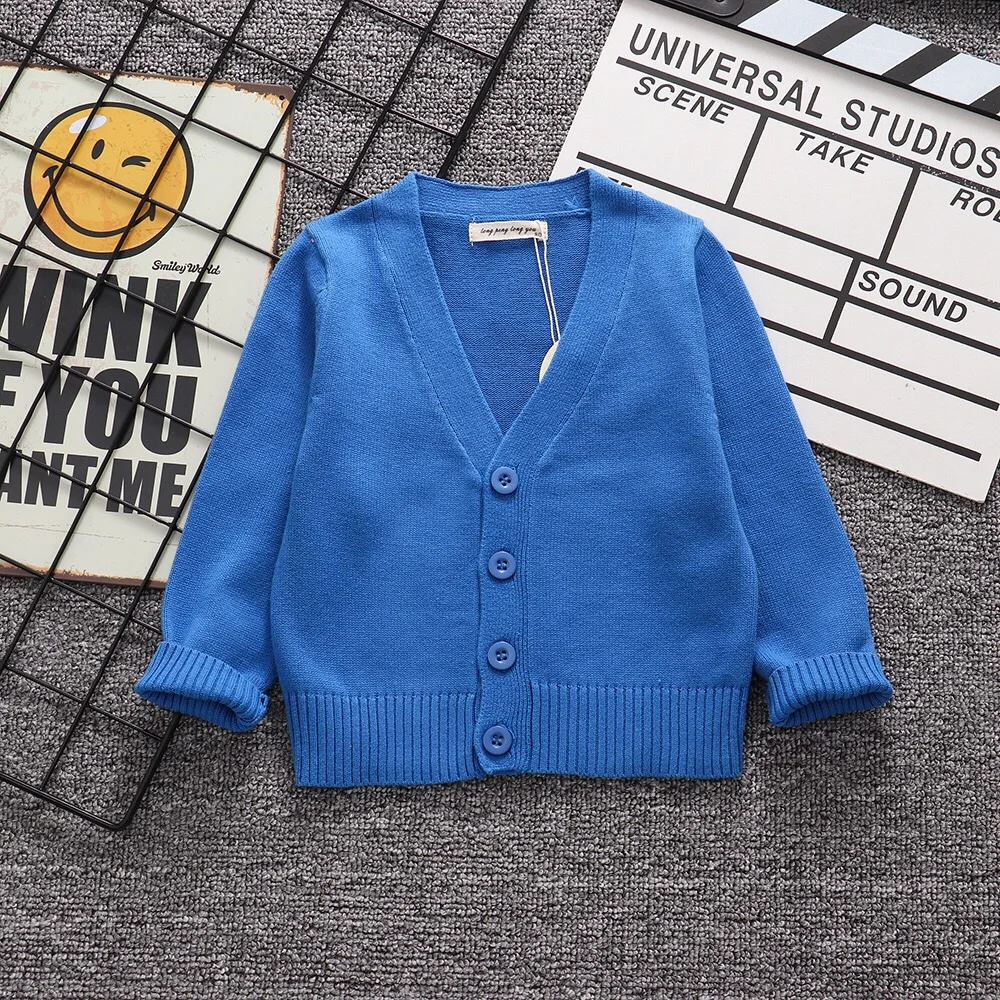 

New Spring Toddler Boys Sweater Girls Knitted V-Neck Cardigan Kids Candy Colors Christmas Sweater Autumn Children Tops Sweater