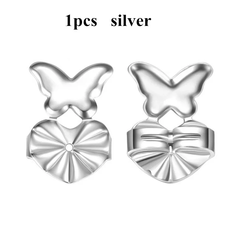 1pcs silver Seanuo, модные серьги-гвоздики золотистого и серебряного цвета, задняя гайка, подъем, гипоаллергенный, подходят для сережек, поддержка мочки уха, серьги для женщин - Окраска металла: 1pcs silver