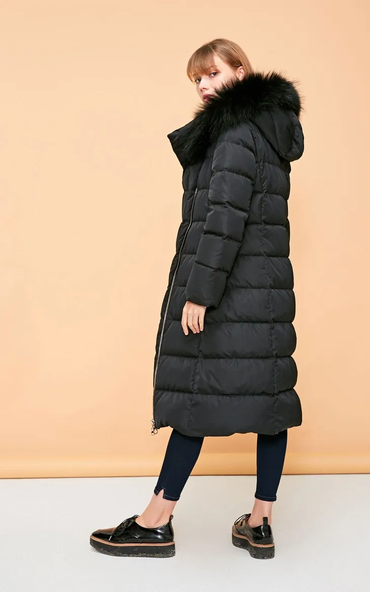 Vero Moda женский 90% белый утиный пух Талия молния с капюшоном мех енота длинный пуховик парка пальто | 318412532