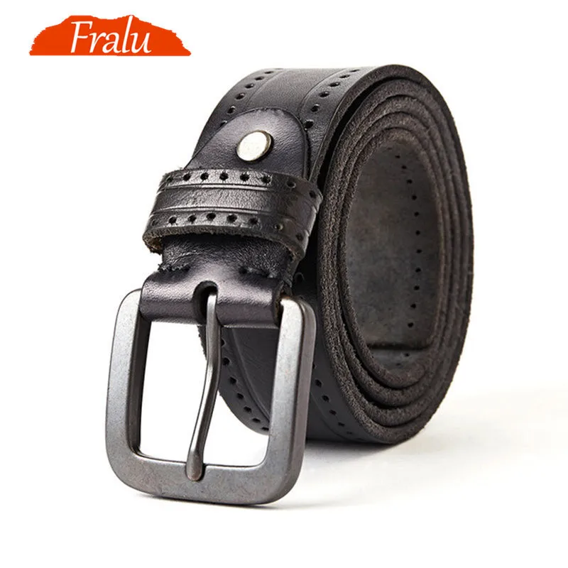 Ремень из воловьей кожи FRALU мужской модный винтажный пояс натуральной с