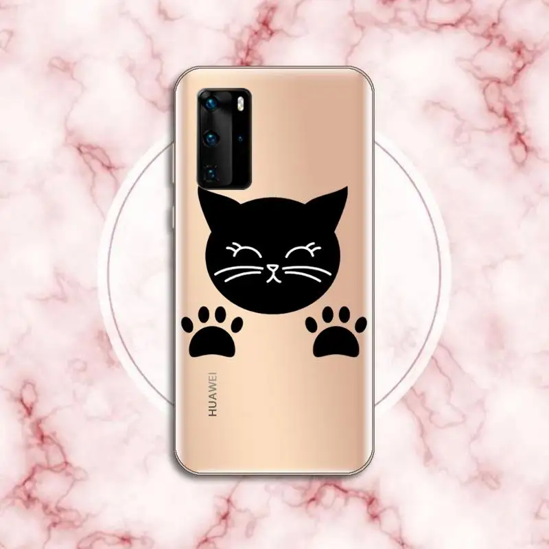

Cute cat scratching Phone Case Transparent for Huawei P20 P30 P40 honor 8 10i P smart 2019 Samsung A71 A21S S10 20 plus