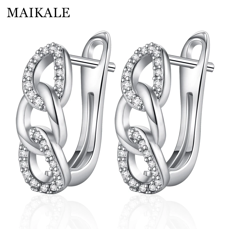 

MAIKALE Trendy Infinity 8 Shape Geometric Stud Earrings Gold Silver Color CZ Ear Studs Zirconia Earrings for Women Jewelry Gifts