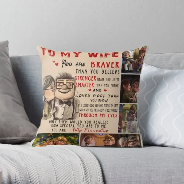 

Carl & Ellie To My Wife Youre Braver Th Soft Decorative Throw Pillow Cover for Home 45cmX45cm Pillows NOT Included