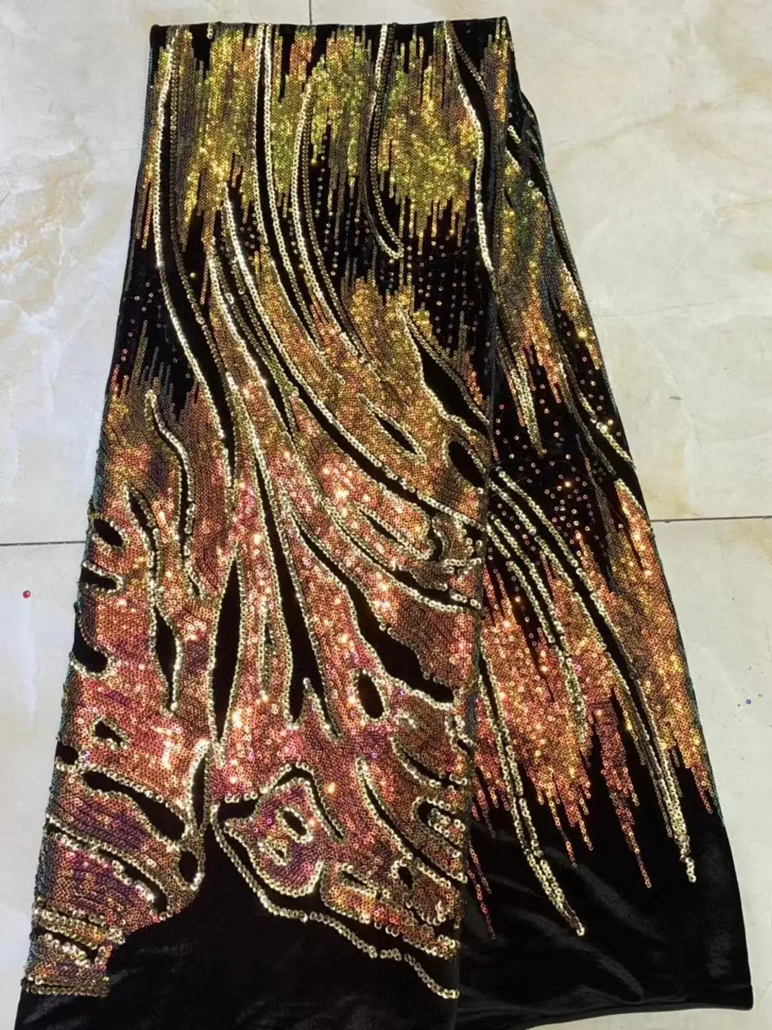 

2019 New Design Sequins African French Velvet Lace Fabric With Sequins High Quality Nigerian Velvet Lace Fabric For Wedding