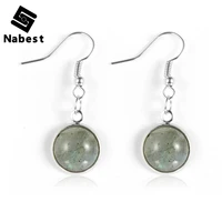women natural round gem stone labradorite tiger eye opal dangling earrings amethysts hanging earring hoop fashion simple jewelry
