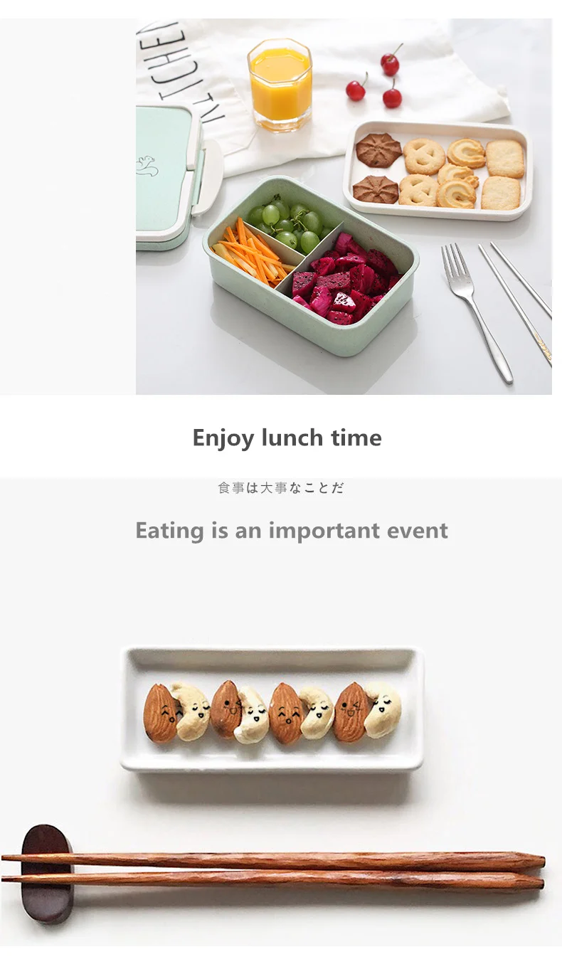 Герметичный Ланч-бокс Bento для детей, школьный контейнер для еды, японская коробка бэнто для микроволновой печи, пшеничная соломенная детская коробка для ланча