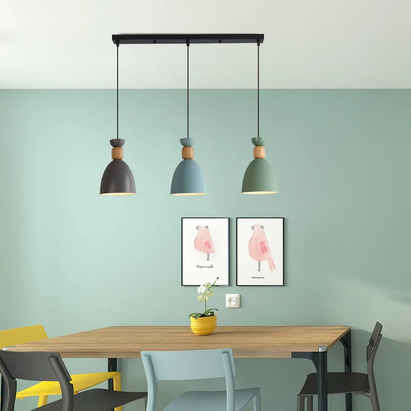 Lámpara colgante de madera led moderna, candelabro industrial, sala de estar