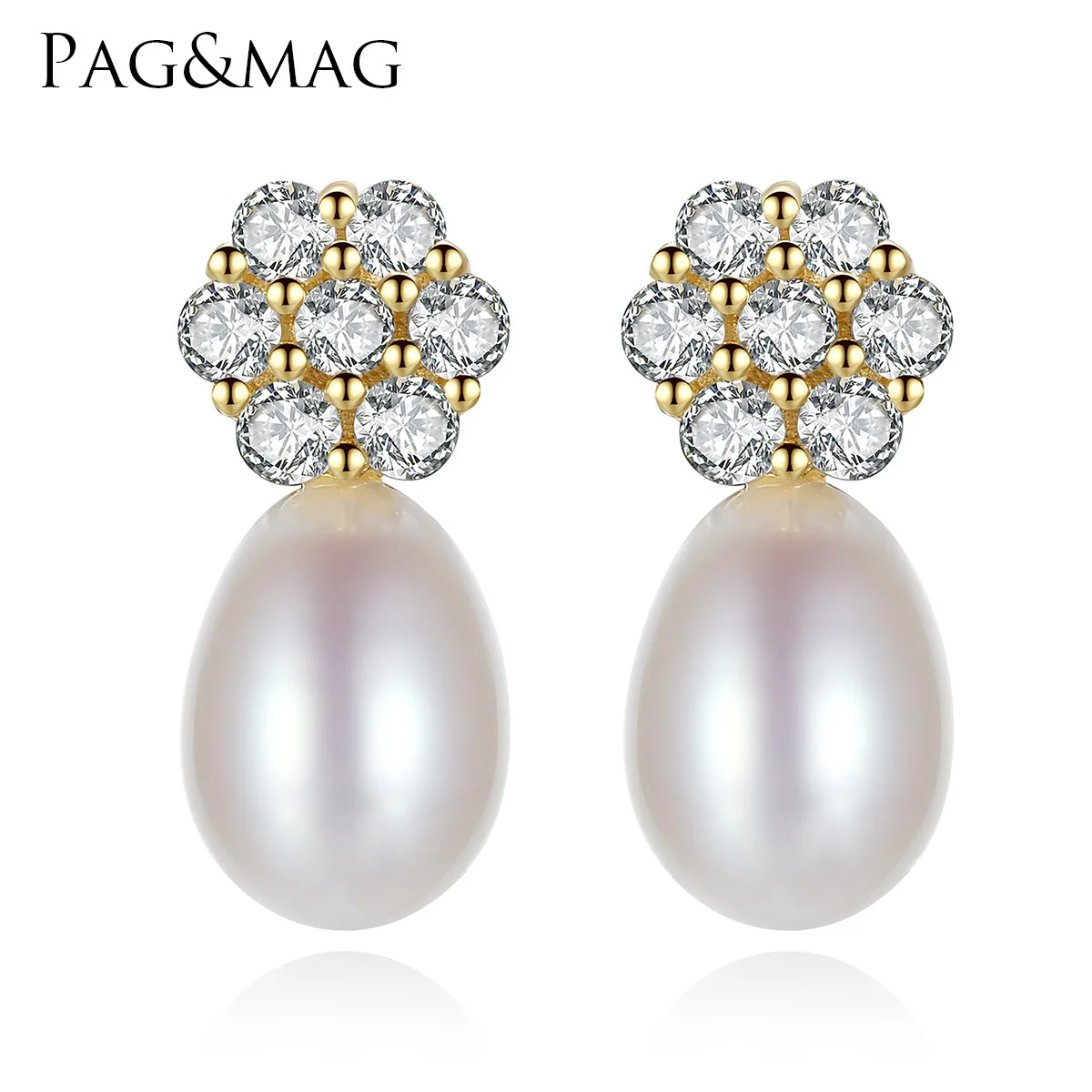 PAG & MAG 925 пробы серебряные серьги микро инкрустированные цирконием 18 К настоящее