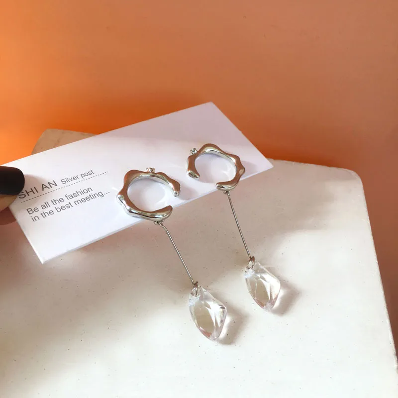 

2021 Fashion Vintage Transparent Crystal Pendant Earring Cuff Clip on Earrings Ear Bone Clip Earrings Ear Cuffs Women Jewelry