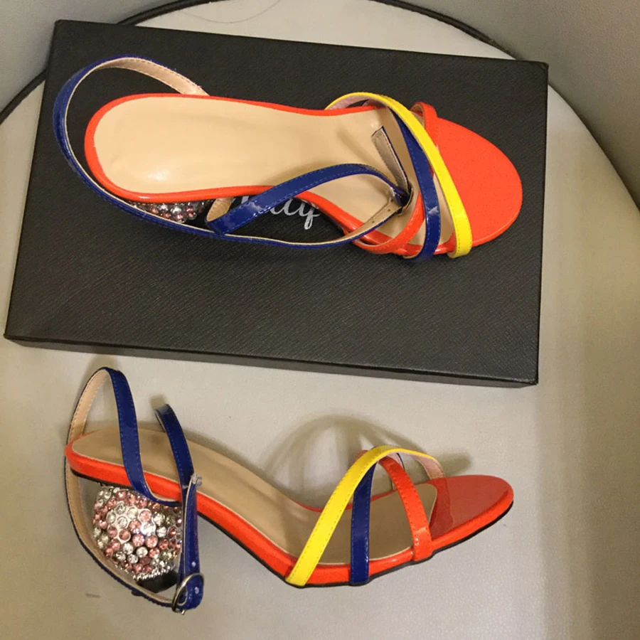 Prova Perfetto стразы шпильки необычный каблук гладиаторы летние лодочки с