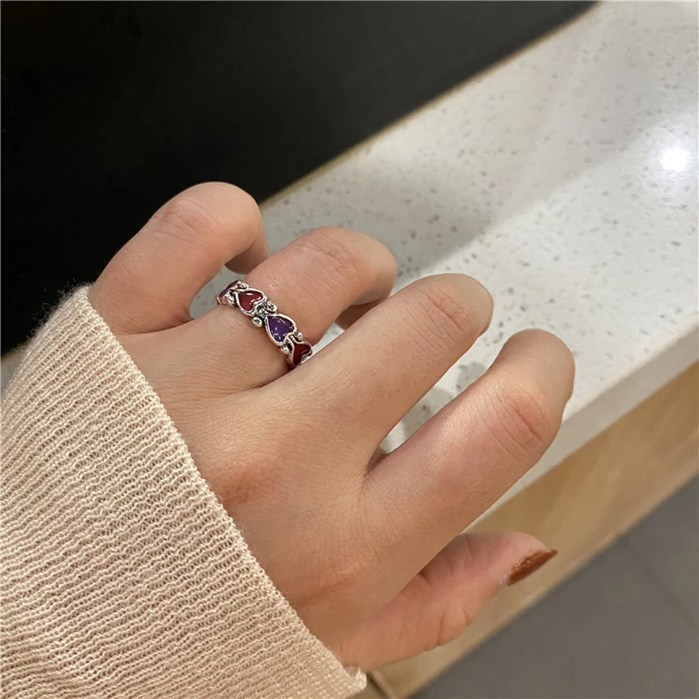Korean Fashion Crying Heart Ring For Women Girls Trendy Vintage Open Adjustable Special Resizable Jewelry | Украшения и