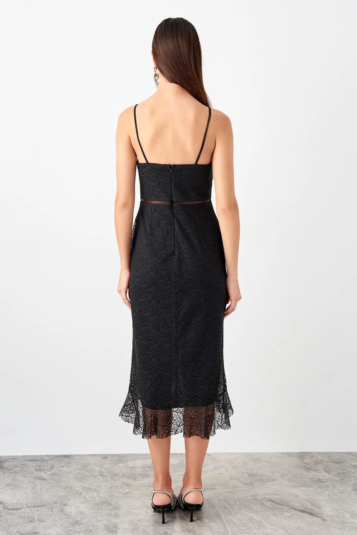 Trendyol черное кружевное платье TPRSS19EL0292|Женские платья| |
