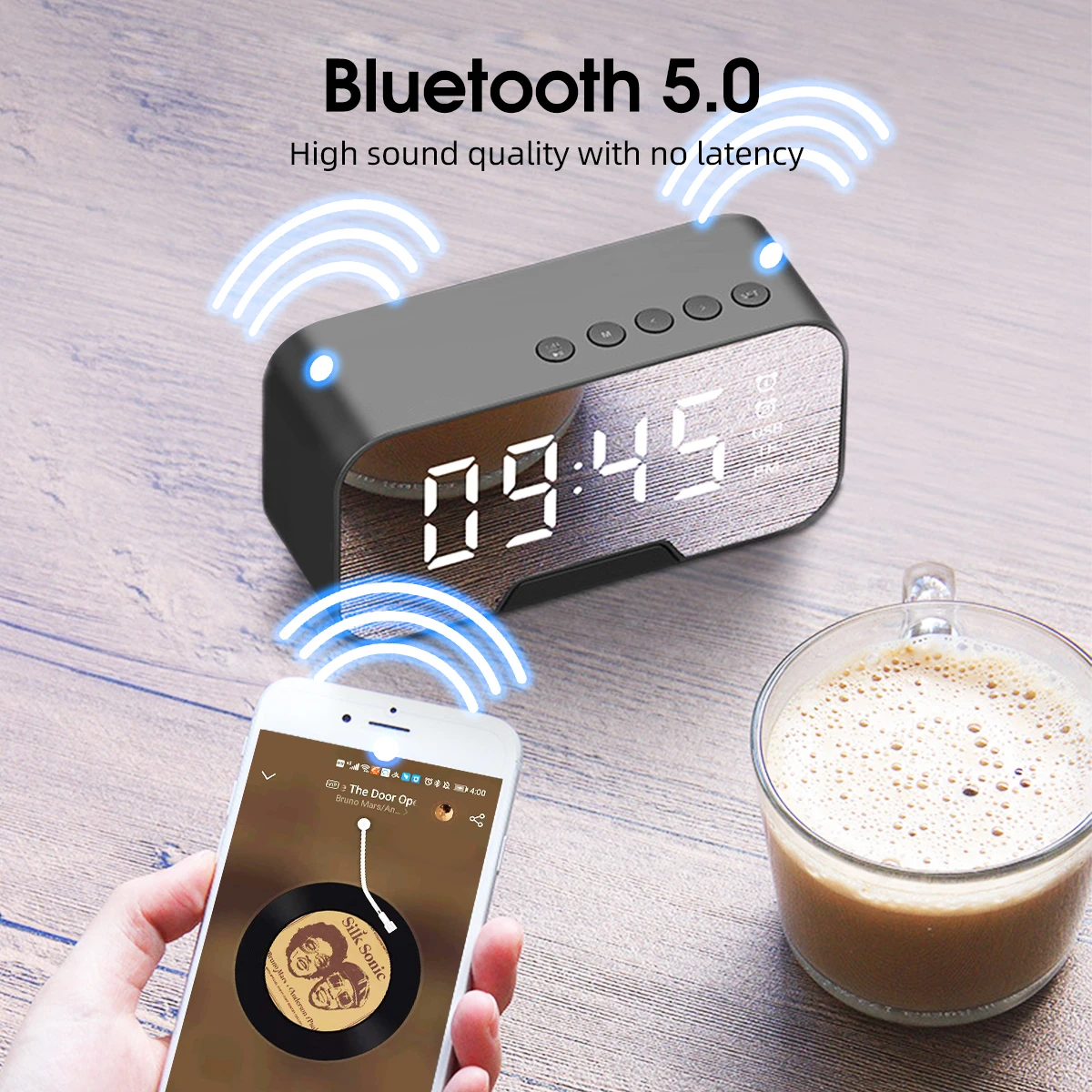 wireless bluetooth speaker fm radio sound box desktop alarm clock subwoofer music player tf card bass speaker boom for huawei free global shipping