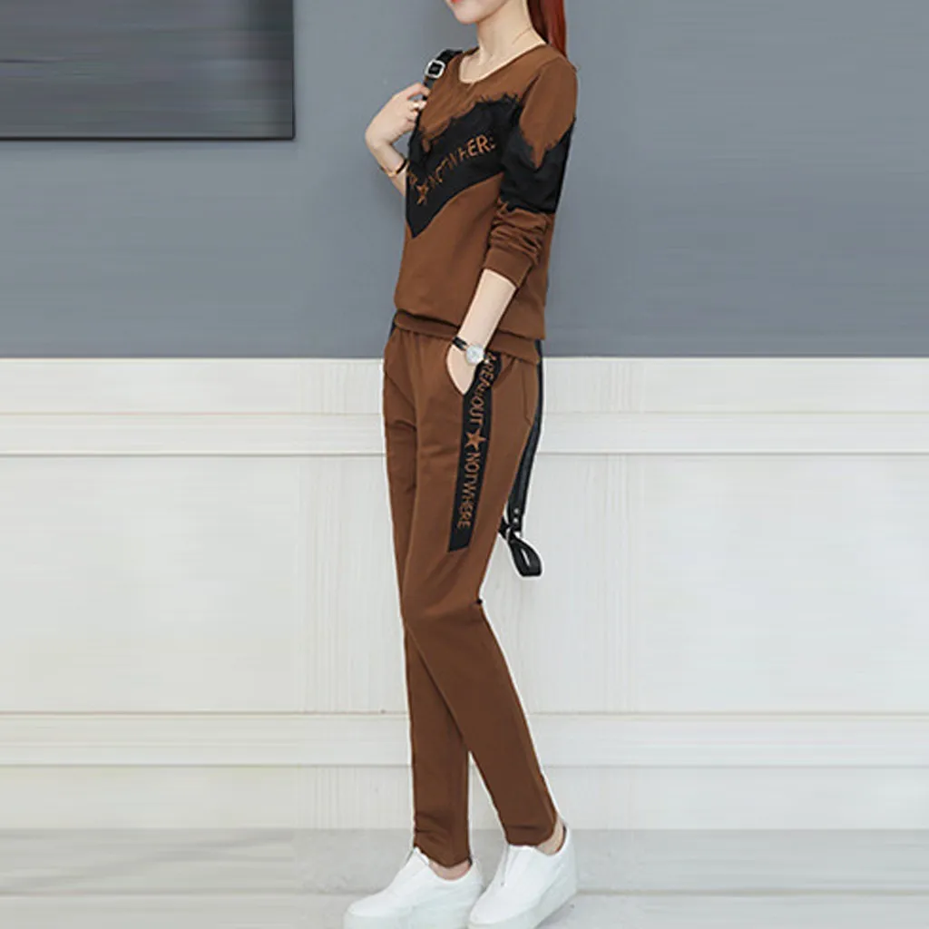 Женский спортивный костюм повседневный комплект из 2 предметов с длинным рукавом