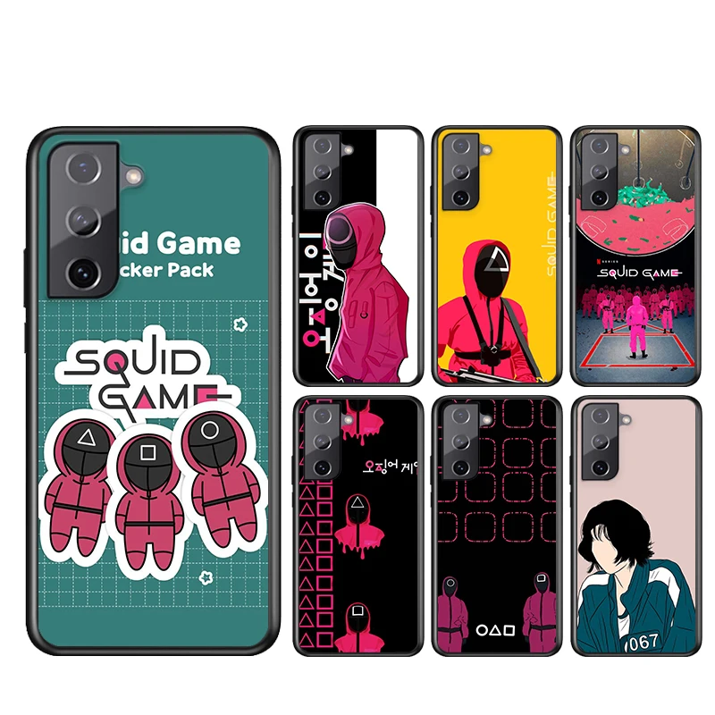 

Phone Case For Samsung Galaxy S21 S20 FE S22 Ultra Pro Lite S10 5G S10E S9 S8 Plus Hot movie Squid game Black Soft Cover