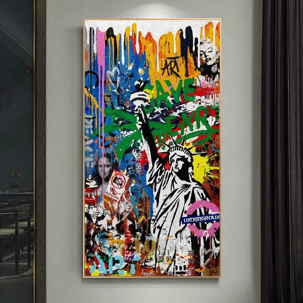 

Abstract Statue Of Liberty Oil On Canvas Wall Decoration For Home Office